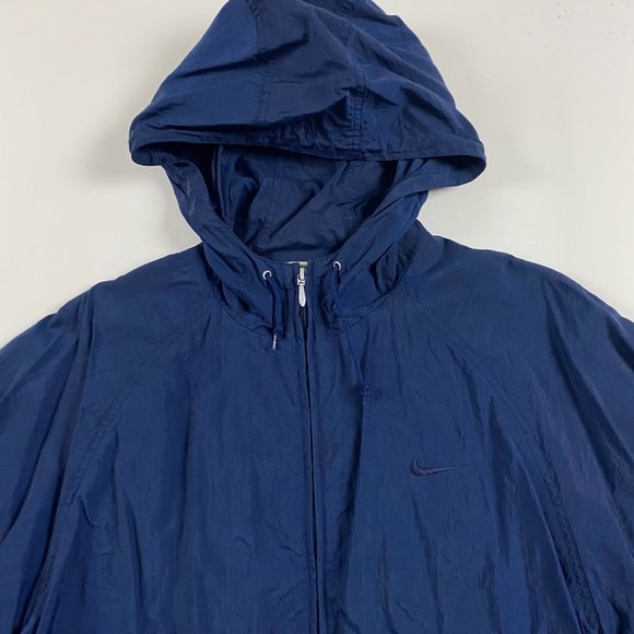 Vintage 90s Nike Full Zip Windbreaker Jacket Women’s Medium 10-12 Blue Nylon - Picture 4 of 16